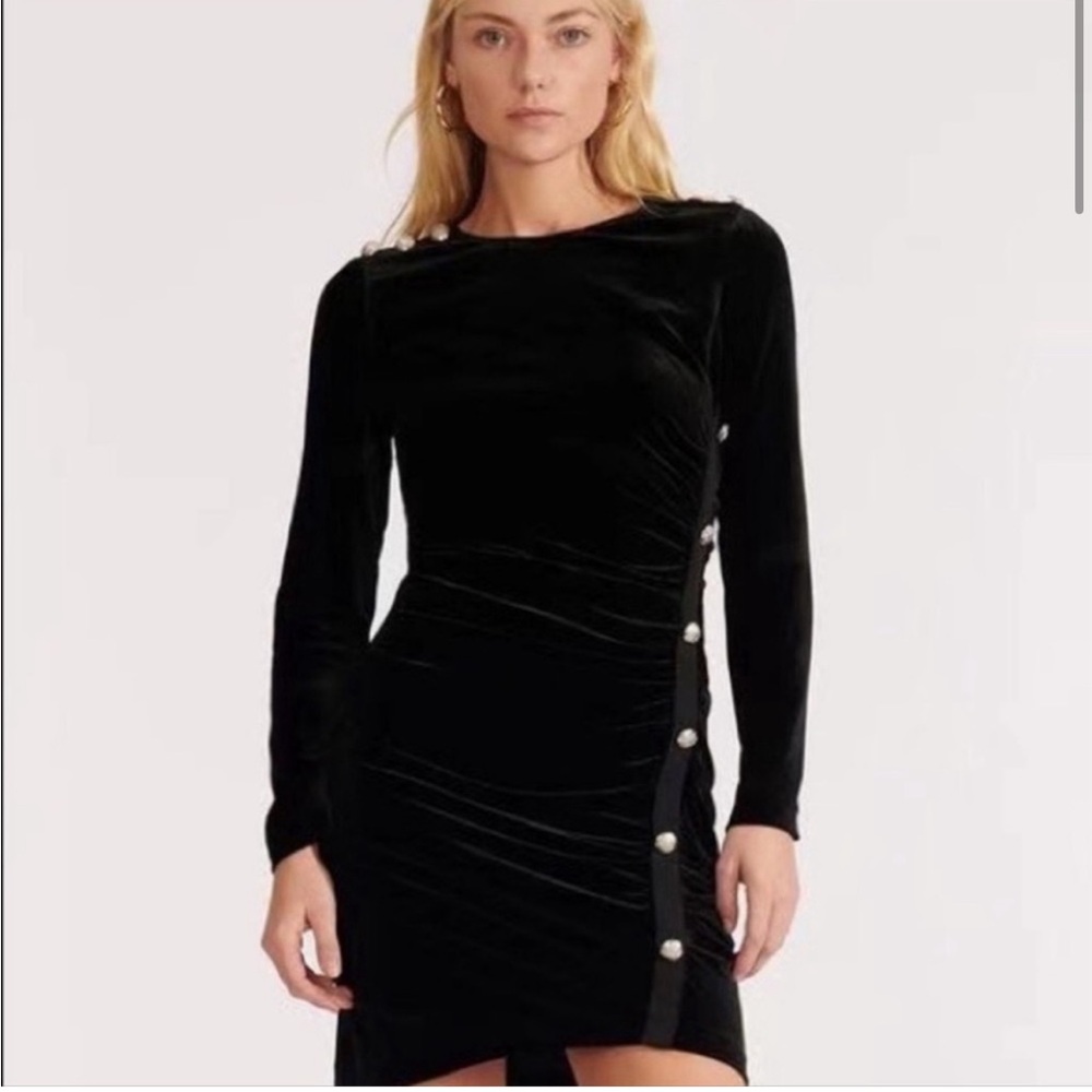 Veronica Beard Ira Ruched Black Velvet Dress